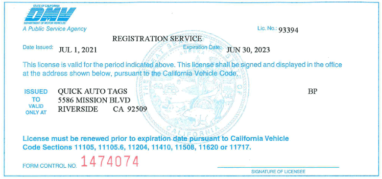 quick auto tags bpa license