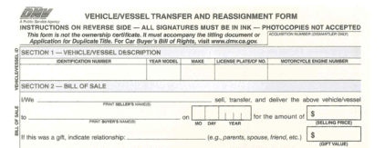 vehicle vessel transfer and reassignment form - california dmv