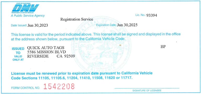 quick auto tags reg license
